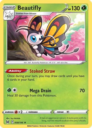 Beautifly 008/196/196 - Holo Rare - Holofoil