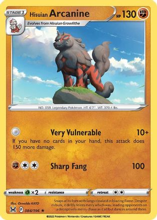 Hisuian Arcanine 084/196/196 - Holo Rare - Holofoil