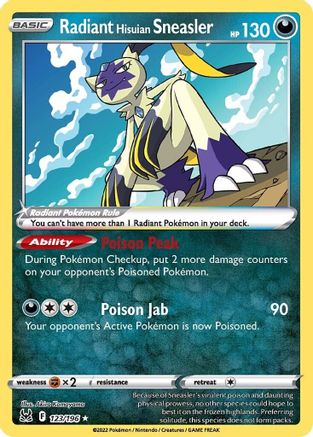 Radiant Hisuian Sneasler 123/196/196 - Radiant Rare - Holofoil