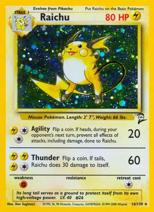 Raichu 016/130/130 - Holo Rare - Holofoil