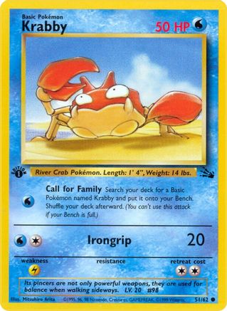 Krabby (051/62) - Fossil 1st Edition