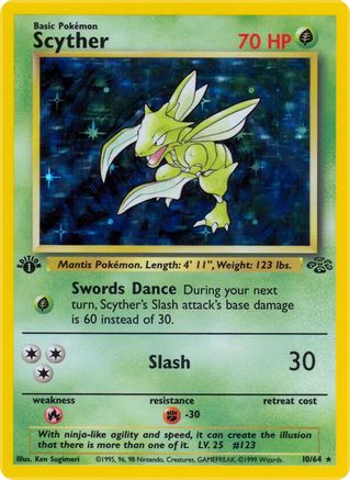 Scyther (10) 010/64/64 - Holo Rare - Unlimited Holofoil