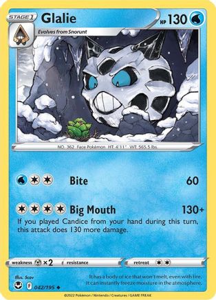 Glalie 042/195/195 - Uncommon - Reverse Holofoil