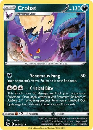 Crobat 105/195/195 - Holo Rare - Reverse Holofoil