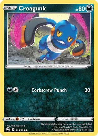 Croagunk 109/195/195 - Common - Reverse Holofoil