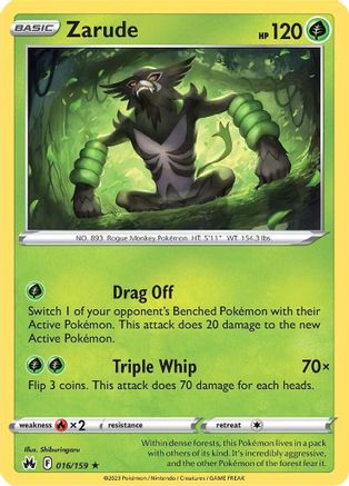 Zarude 016/159/159 - Holo Rare - Holofoil