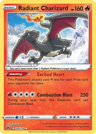 Radiant Charizard 020/159/159 - Radiant Rare - Holofoil