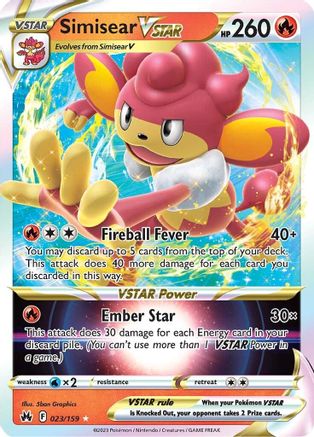 Simisear VSTAR 023/159/159 - Ultra Rare - Holofoil