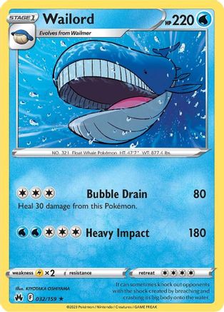 Wailord 032/159/159 - Rare
