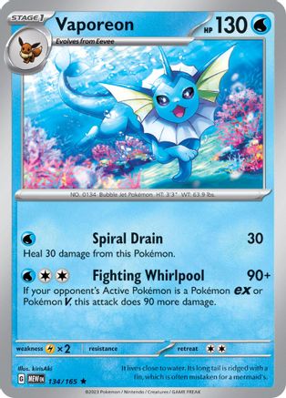 Vaporeon 134/165 - Rare - Holofoil