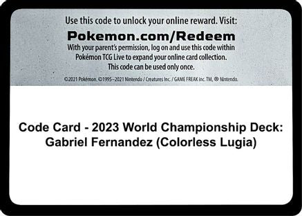 Code Card - 2023 World Championship Deck: Gabriel Fernandez (Colorless Lugia) - Code Card