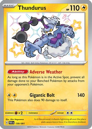 Thundurus 139/091 - Shiny Rare - Holofoil