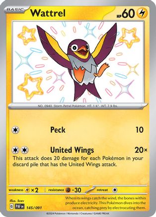 Wattrel 145/091 - Shiny Rare - Holofoil