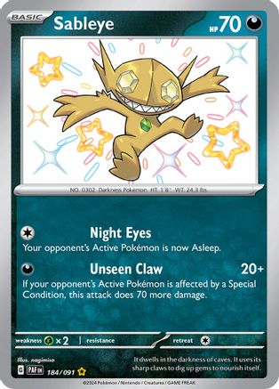 Sableye 184/091 - Shiny Rare - Holofoil