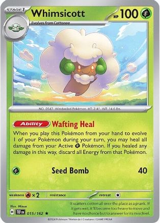 Whimsicott 015/162 - Rare - Holofoil