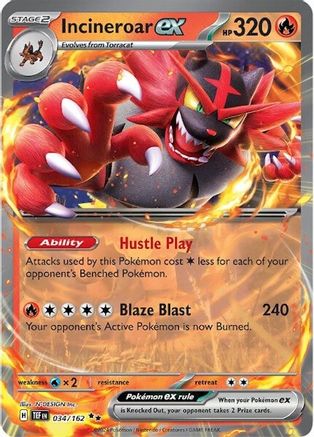Incineroar ex 034/162 - Double Rare - Holofoil