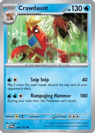 Crawdaunt 048/167 - Common - Reverse Holofoil