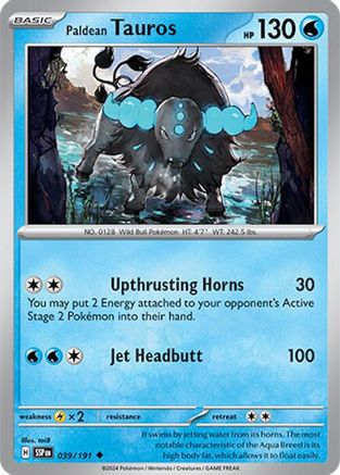 Paldean Tauros 039/191 - Uncommon - Reverse Holofoil