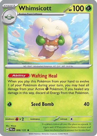 Whimsicott 008/131 - Rare - Reverse Holofoil