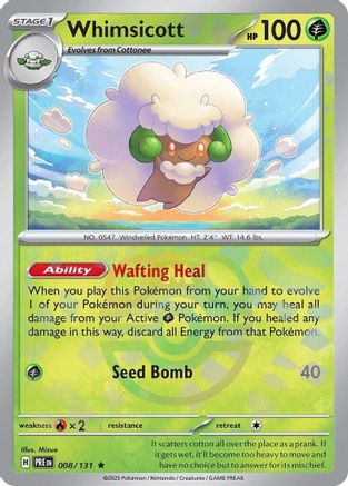 Whimsicott (Master Ball Pattern) 008/131 - Rare - Holofoil