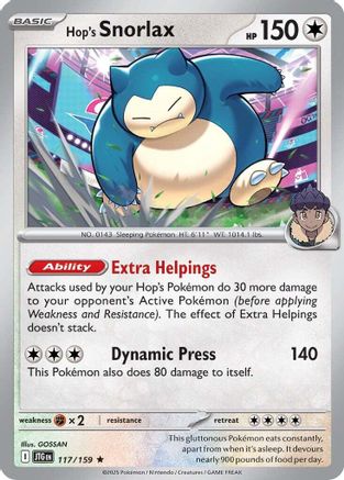 Hop's Snorlax 117/159 - Rare - Holofoil