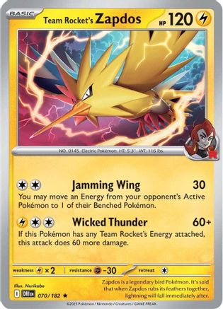Team Rocket's Zapdos 070 - Rare - Holofoil