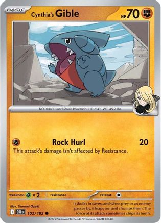 Cynthia's Gible 102 - Common - Reverse Holofoil