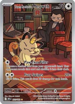 Team Rocket's Meowth 203/182 - Illustration Rare - Holofoil