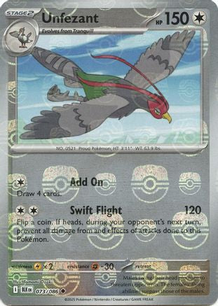 Unfezant (Master Ball Pattern) 073/086 - Uncommon - Holofoil
