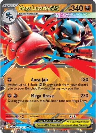 Mega Lucario ex 077/132 - Double Rare - Holofoil