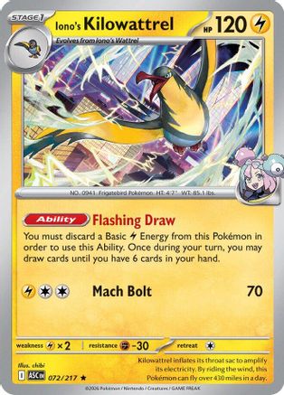 Iono's Kilowattrel (072) - ME Ascended Heroes Holofoil