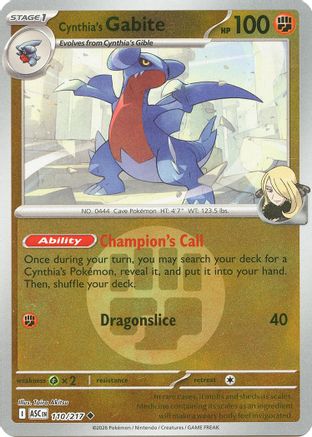 Cynthia's Gabite (Energy Symbol Pattern) (110) - ME Ascended Heroes Reverse Holofoil
