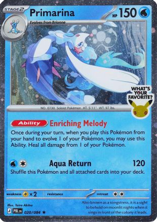 Primarina (What's Your Favorite Stamp) (020/084) - Miscellaneous Cards & Products Holofoil