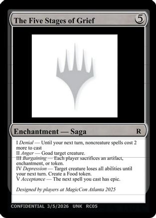 The Five Stages of Grief (UNK-) - Un-Known Event Playtest Cards