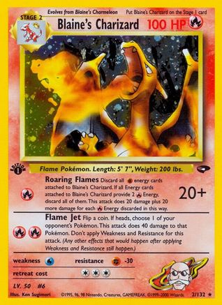 Blaine's Charizard 002/132/132 - Holo Rare - 1st Edition Holofoil