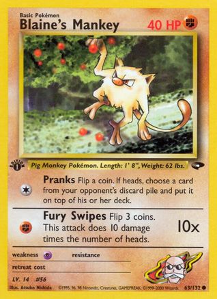 Blaine's Mankey 063/132/132 - Common - Unlimited