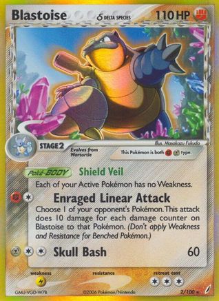 Blastoise (Delta Species) 002/100/100 - Holo Rare - Reverse Holofoil