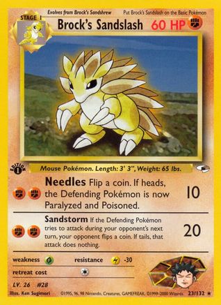 Brock's Sandslash 023/132/132 - Rare - 1st Edition