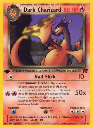 Dark Charizard (21) 021/82/82 - Rare - 1st Edition