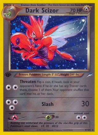 Dark Scizor 009/105 - Holo Rare - 1st Edition Holofoil
