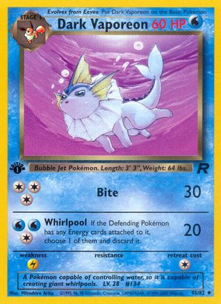 Dark Vaporeon 045/82/82 - Uncommon - 1st Edition
