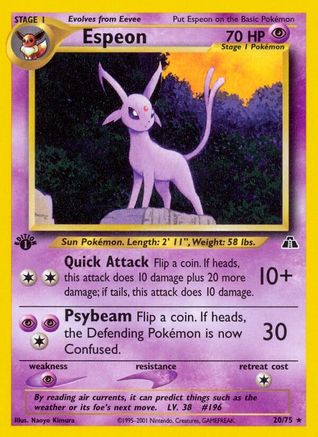 Espeon (20) 020/75/75 - Rare - 1st Edition