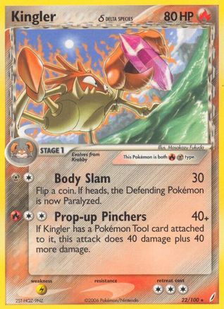 Kingler (Delta Species) 022/100/100 - Rare - Reverse Holofoil