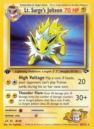 Lt. Surge's Jolteon 028/132/132 - Rare - Unlimited