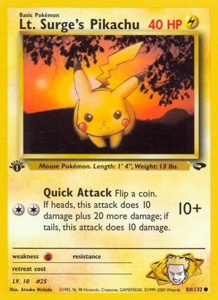 Lt. Surge's Pikachu 084/132/132 - Common - 1st Edition