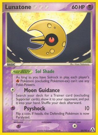 Lunatone 020/92 - Rare - Reverse Holofoil