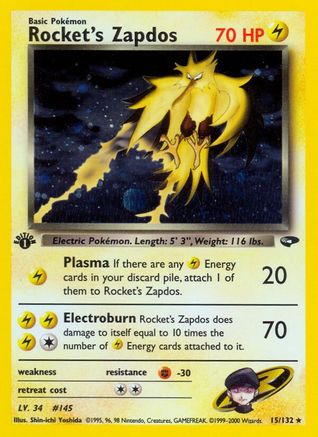 Rocket's Zapdos 015/132/132 - Holo Rare - Unlimited Holofoil