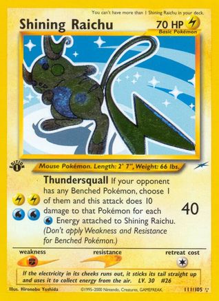 Shining Raichu 111/105 - Secret Rare - Unlimited Holofoil