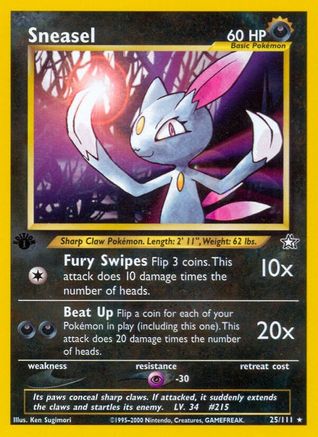 Sneasel 025/111/111 - Rare - 1st Edition