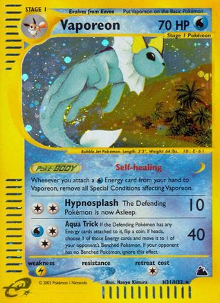 Vaporeon (H31) H31/144 - Holo Rare - Holofoil